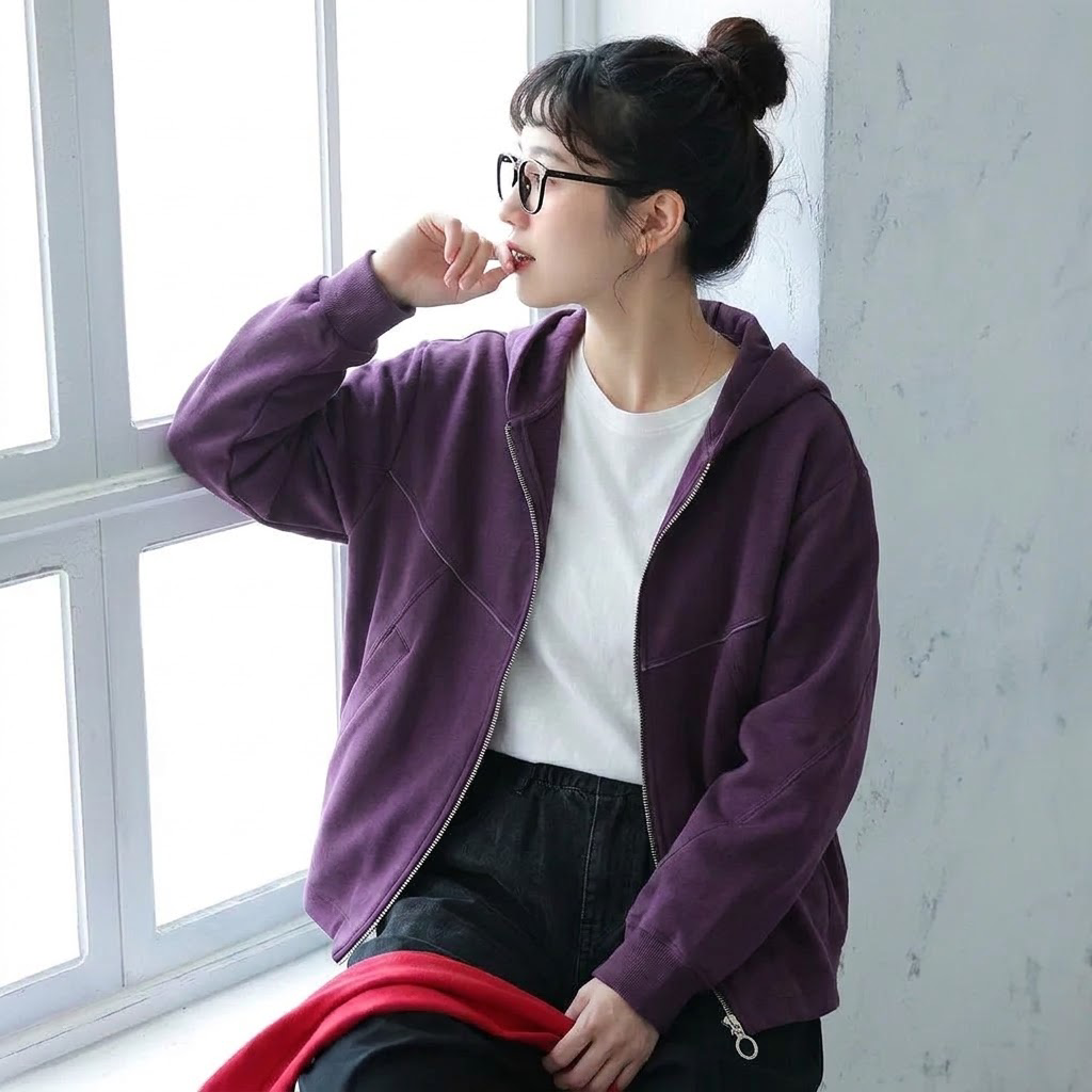 L-5XL パーカー襟 前開きポケット付き ゆったりシルエット 長袖ジャケット L グレー