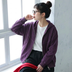 L-5XL パーカー襟 前開きポケット付き ゆったりシルエット 長袖ジャケット L グレー