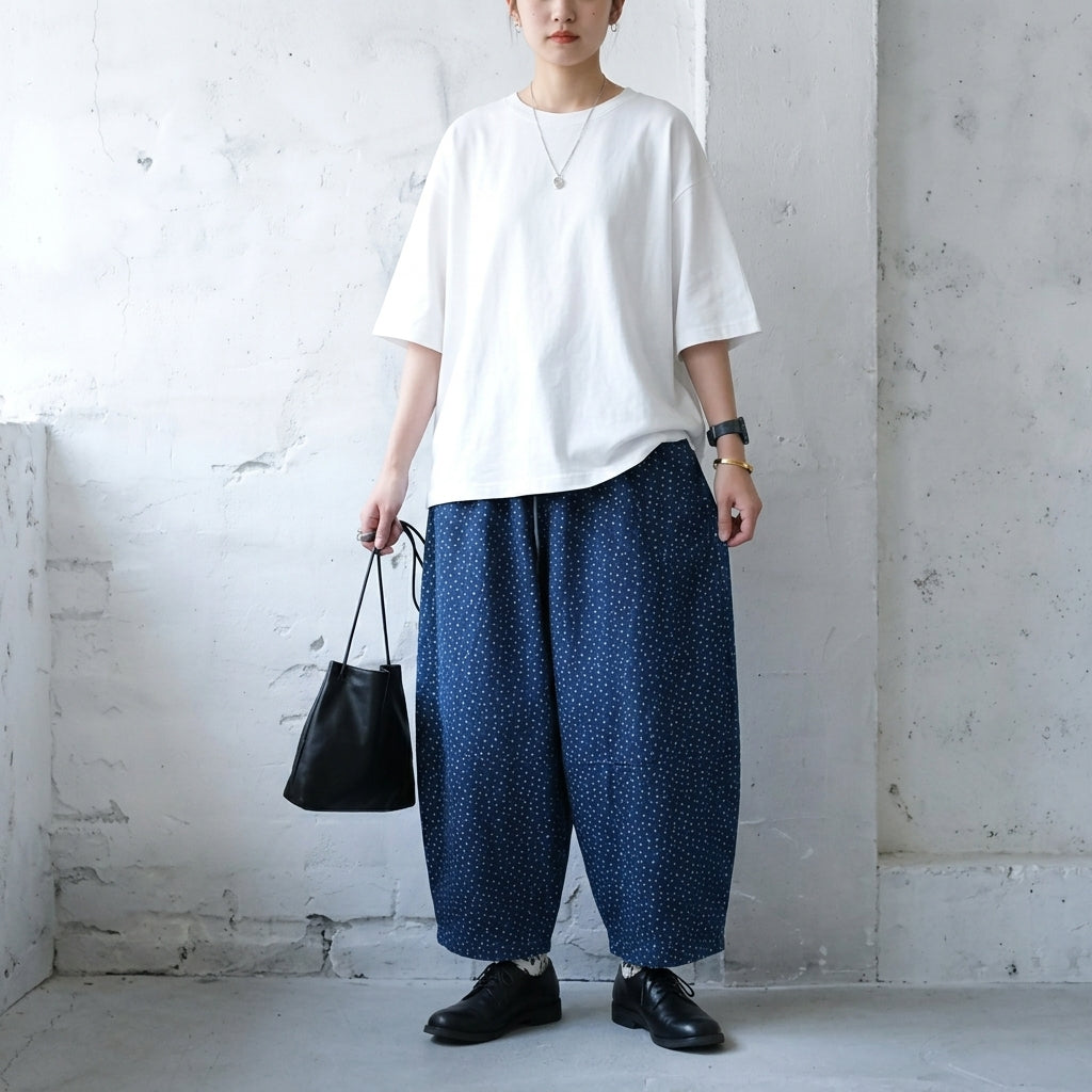M-2XL トレンドを先取り♪  プリント ポケット付き 花柄  ガウチョパンツ M ネイビー