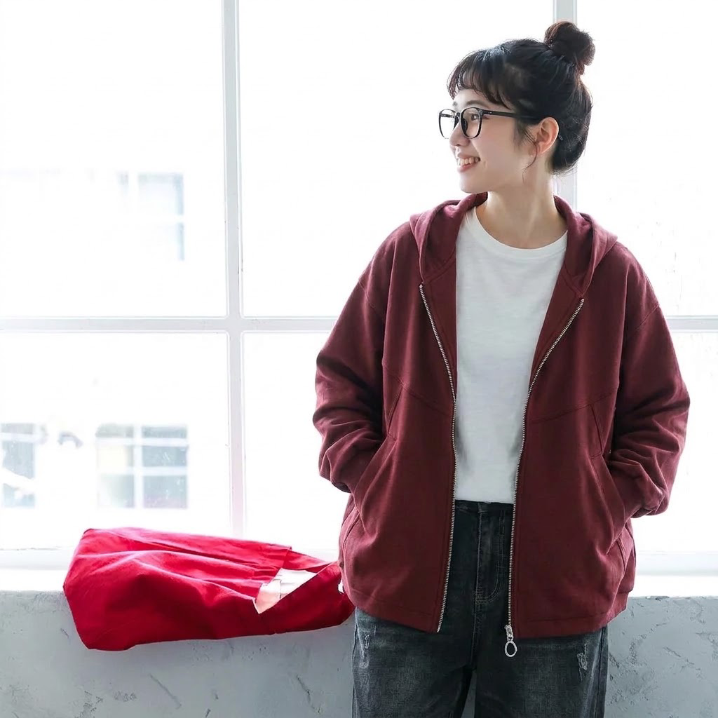 L-5XL パーカー襟 前開きポケット付き ゆったりシルエット 長袖ジャケット L グレー