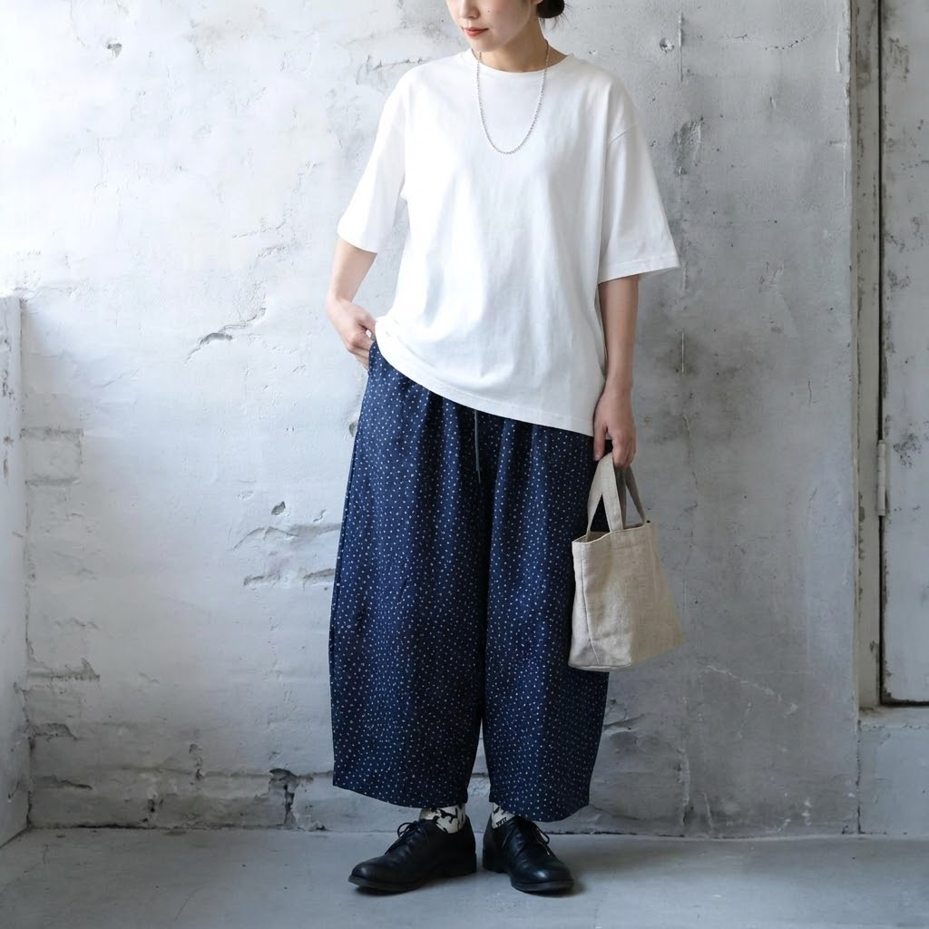 M-2XL トレンドを先取り♪  プリント ポケット付き 花柄  ガウチョパンツ 2XL ネイビー