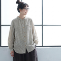 M-2XL ストライプ柄 大人向け 長袖 シャツ 2XL ホワイト