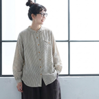 M-2XL ストライプ柄 大人向け 長袖 シャツ 2XL ホワイト