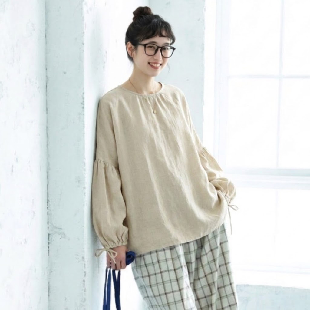 L-XL ゆったり ルーズシルエット 体型カバー シーズン移行向け きれいめ トップス XL ベージュ