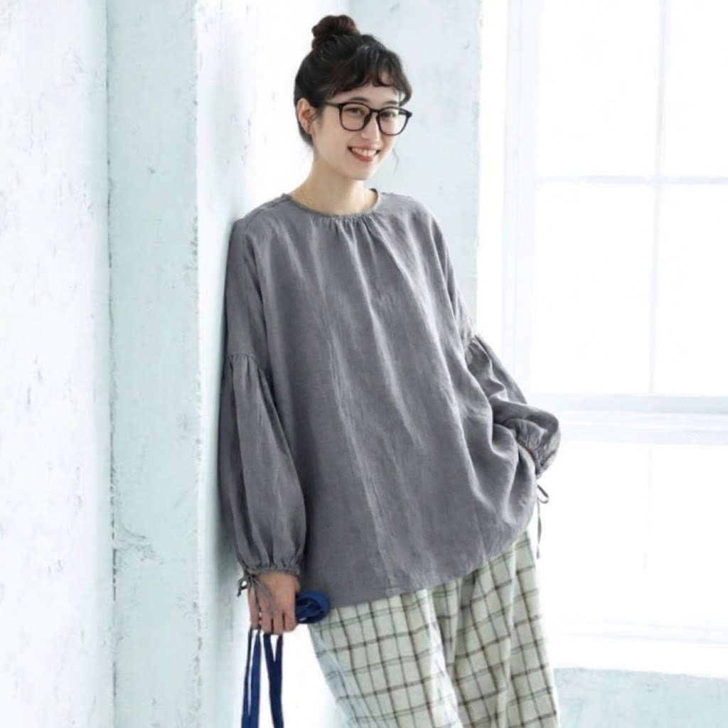 L-XL ゆったり ルーズシルエット 体型カバー シーズン移行向け きれいめ トップス XL グレー