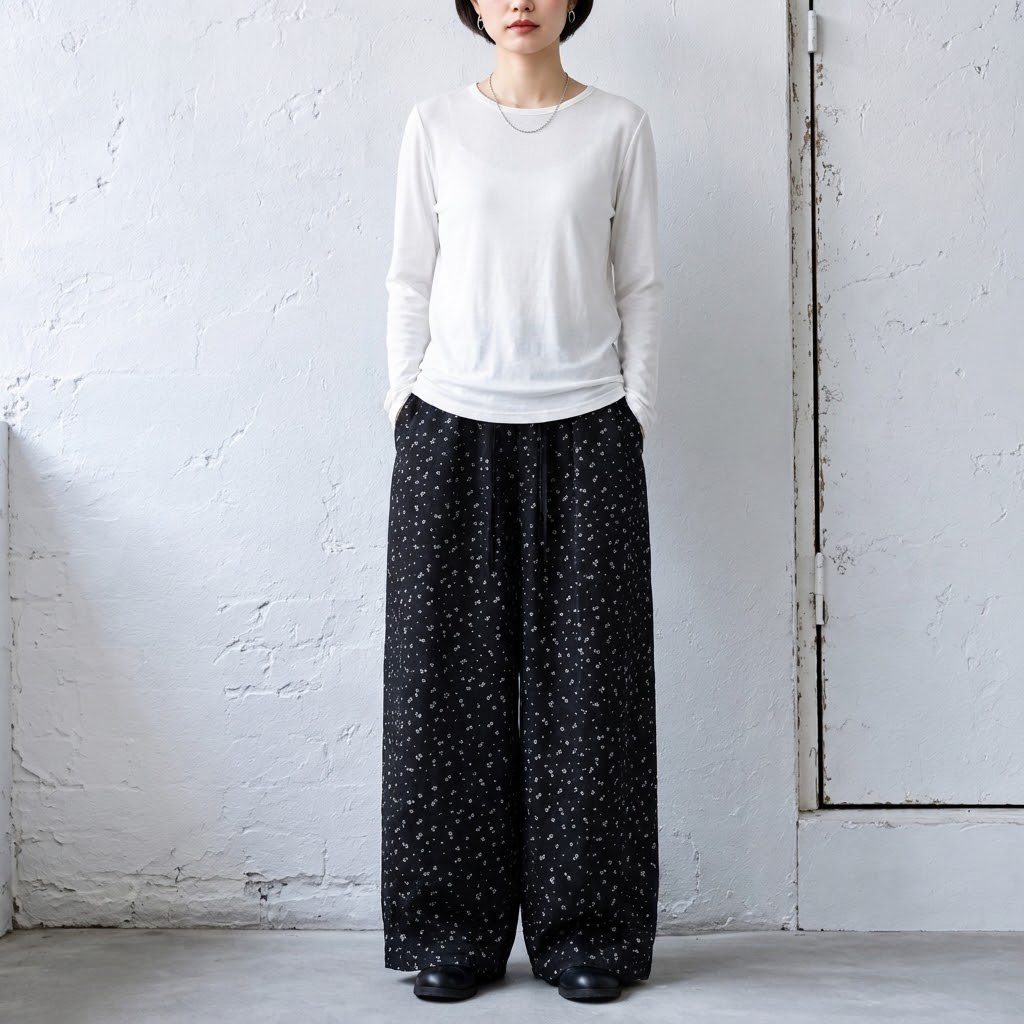 S-2XL 新商品＆再入荷 花柄  ポケット付き ガウチョパンツ S ブラウン (レギュラー丈)