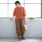 M-4XL 刺繍 コットン お家コーデ ガウチョパンツ M オフホワイト