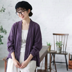 【ナチュラル】M-2XL 季節の変わり目 ボタン 上品見え 耐久性 秋色 無地 シャツ M パープル