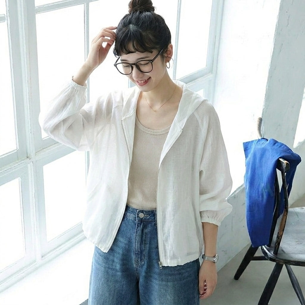 M-2XL 絶対欲しい 無地 フード付き 長袖 通気性良い シンプル 日焼け止め服 M イエロー
