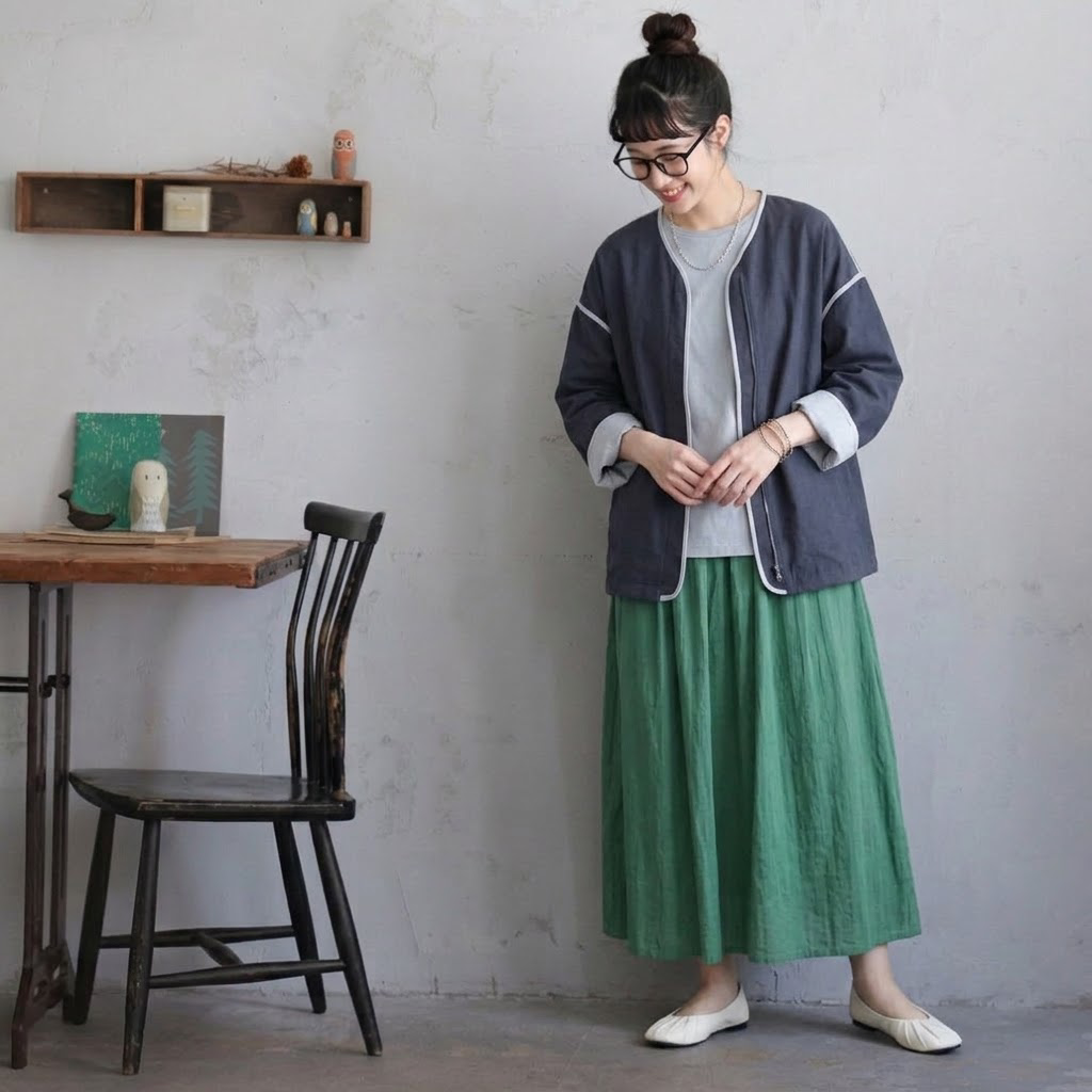M-4XL 人気を獲得♡ 落ち肩スリーブ 長袖 無地 配色 ジャケット 4XL ネイビー