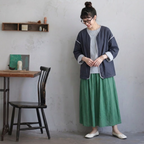 M-4XL 人気を獲得♡ 落ち肩スリーブ 長袖 無地 配色 ジャケット 4XL ネイビー
