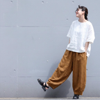 フリーサイズ 季節の変わり目 ゆったり ストレート 体型カバー パンツ フリー ジンジャーイエロー