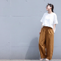 フリーサイズ 季節の変わり目 ゆったり ストレート 体型カバー パンツ フリー ジンジャーイエロー