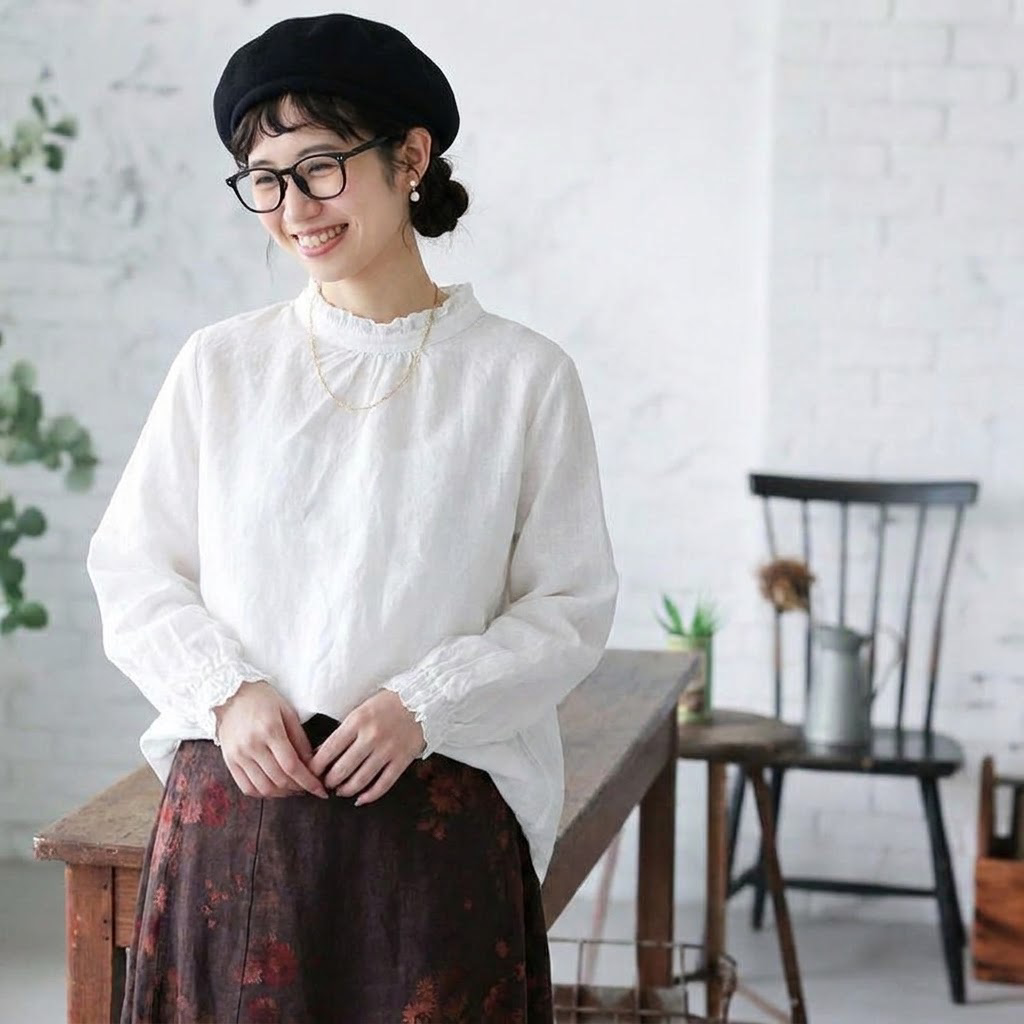 S-2XL No.1 人気商品 美人度アップ 長袖  無地 レトロ シャツ S レッド