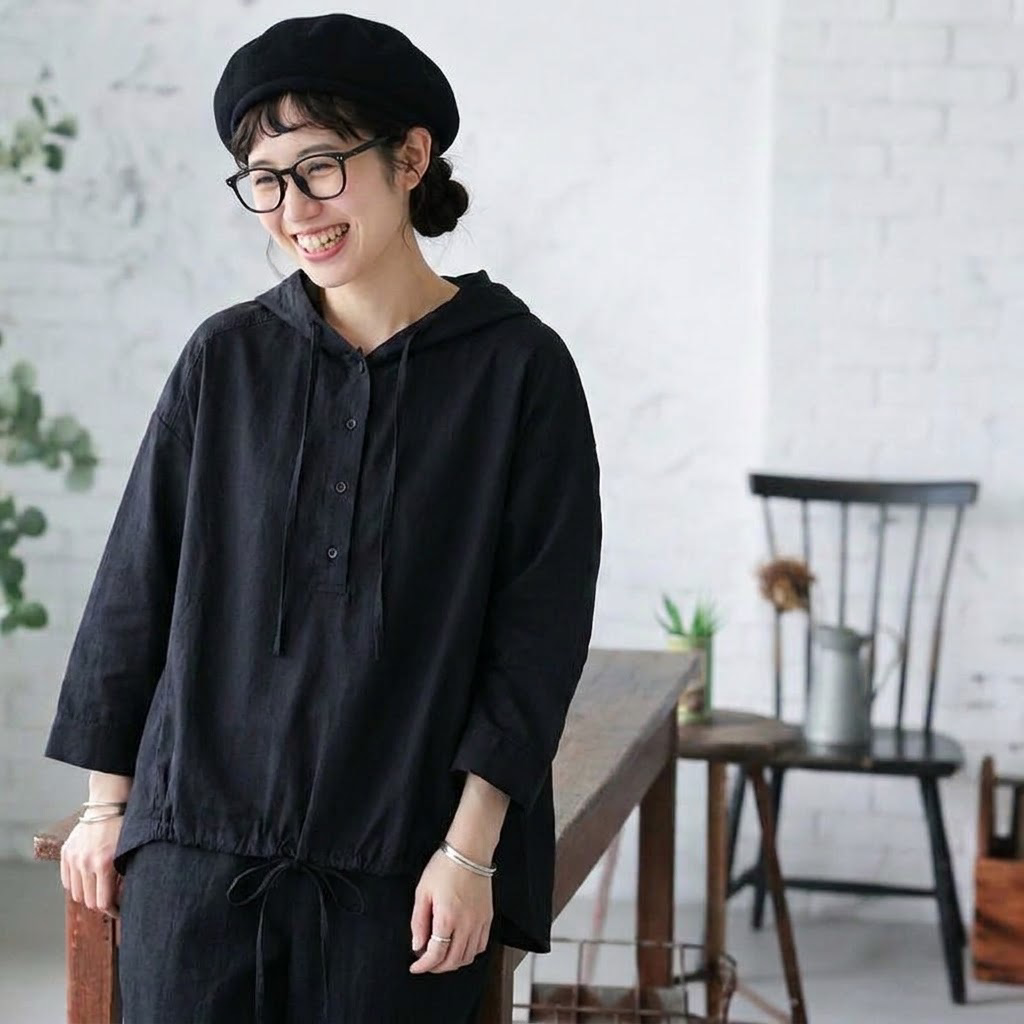 【ナチュラル】M-2XL  テクスチャ 無地 カジュアル 長袖トップス 2XL ネイビー