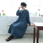 【コットン】M-2XL 超快適 シンプル 折り襟 長袖 甘めな印象 カジュアルワンピース M 写真通り