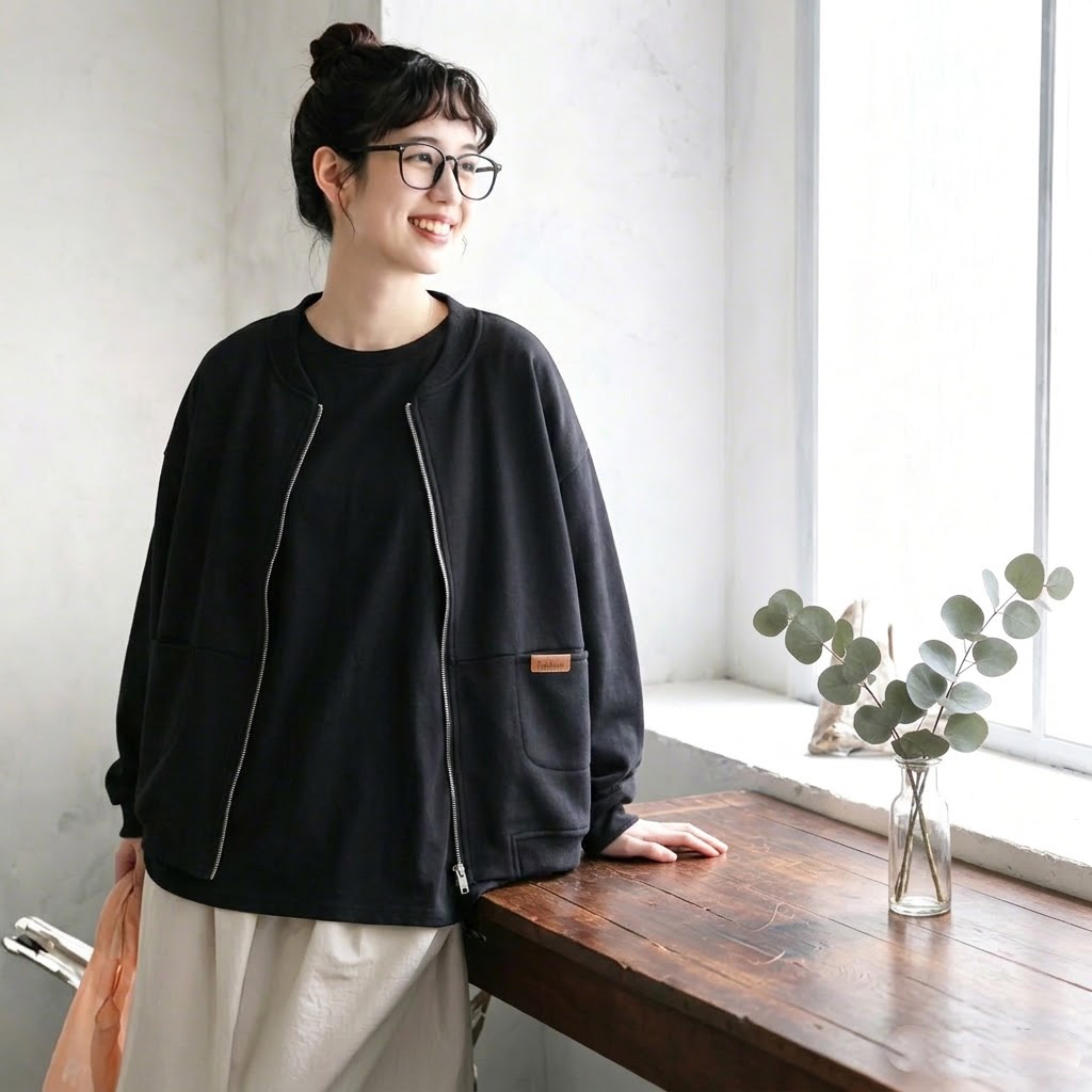 L-XL レトロ ラウンドネック ゆったり ポケット付き カジュアル 長袖 ジャケット L イエロー