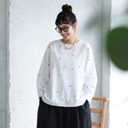 M-4XL 長く着られる 刺繍 体型カバー きれいめ ロングスリーブ  シャツ 4XL ホワイト
