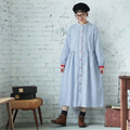 M-2XL チェック柄 大人のナチュラル 着回し 軽やか ロングワンピース 2XL ブルー