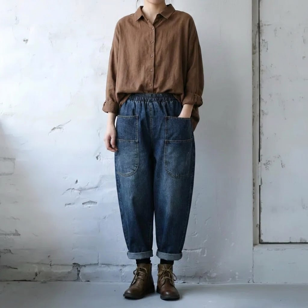 M-3XL 着回し ゆったり きれいめ デニムパンツ M ブルー