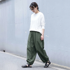 M-4XL 暑がりな私のパンツ コットン ガウチョパンツ M ブラック