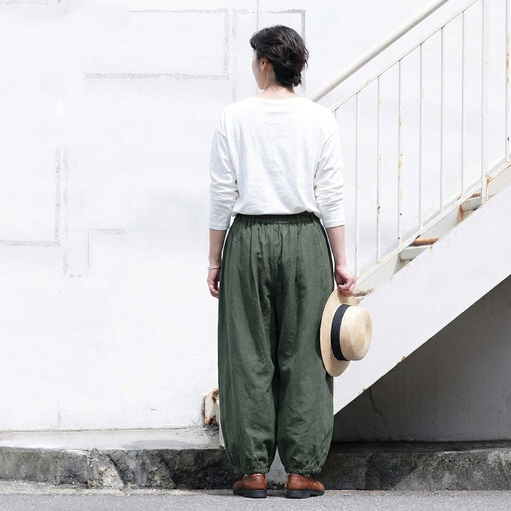 M-4XL 暑がりな私のパンツ コットン ガウチョパンツ M ブラック
