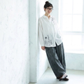 着回しM-3XL レトロ 刺繍 襟付き ロングスリーブ カジュアル きれいめ シャツ 3XL ホワイト