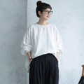 季節の変わり目M-XL デザイン性 コクーンシルエット バックボタン ロングスリーブ シャツ XL ホワイト
