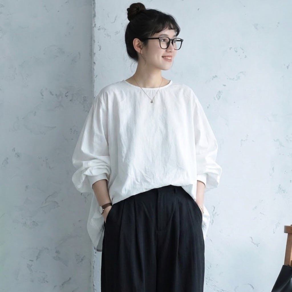 季節の変わり目M-XL デザイン性 コクーンシルエット バックボタン ロングスリーブ シャツ XL ホワイト