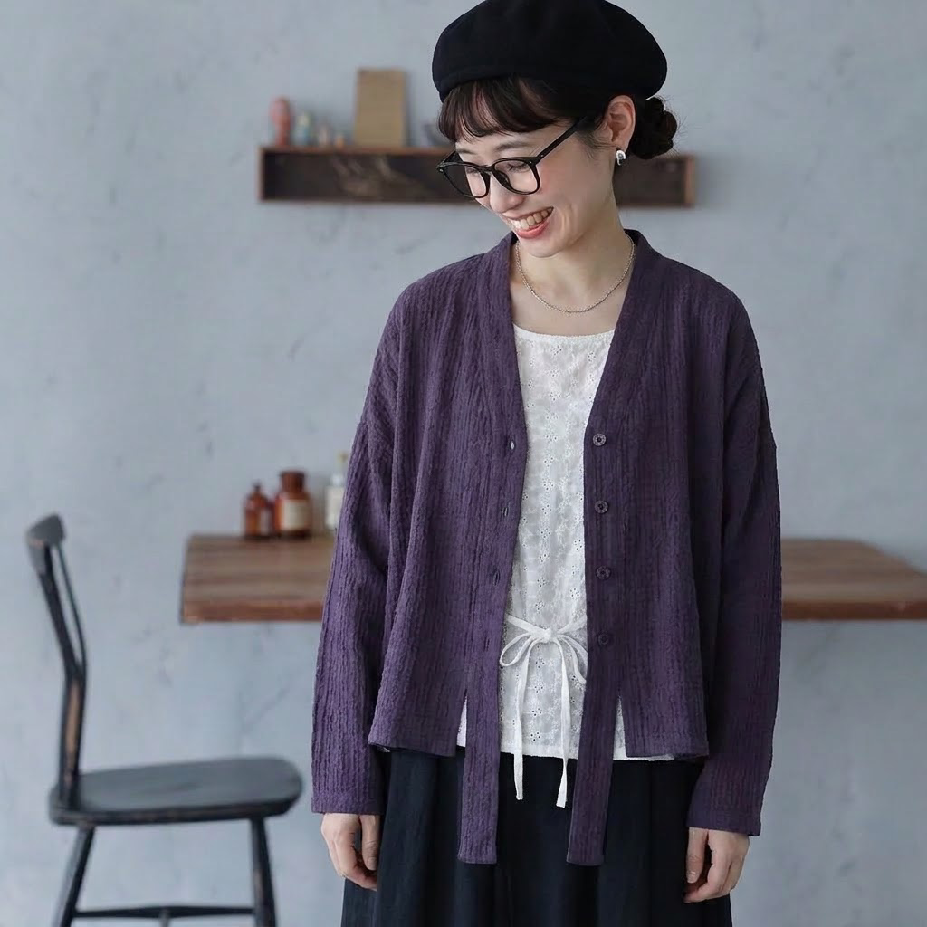 【ナチュラル】M-2XL 季節の変わり目 ボタン 上品見え 耐久性 秋色 無地 シャツ 2XL パープル