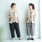 M-3XL 春夏向け UV 対策 薄手コットンリネンカーディガン 刺繍デザイン M アイボリー