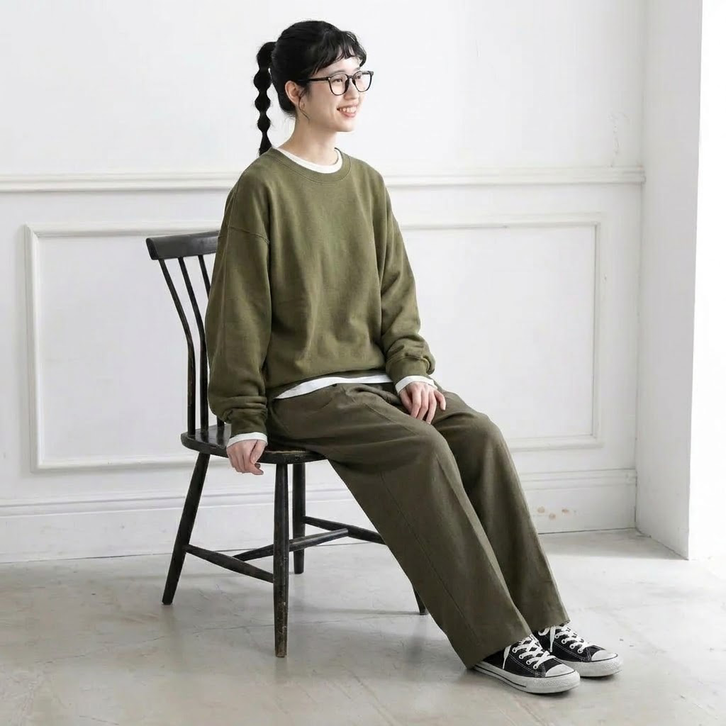 S-L 重ね着風 配色 長袖 切り替え ノーマルスリーブ ファッション 2点セット S 写真通り