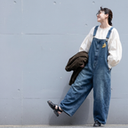 M・L  デニム 無地  ロング丈 カジュアル パンツ M ダークブルー