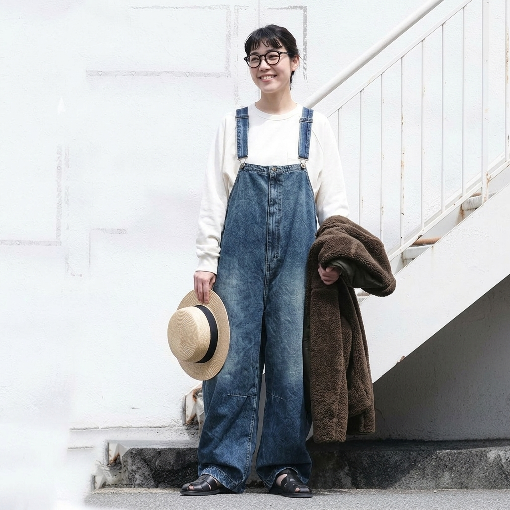 M・L  デニム 無地  ロング丈 カジュアル パンツ M ダークブルー