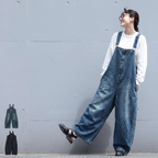 M・L  デニム 無地  ロング丈 カジュアル パンツ M ダークブルー