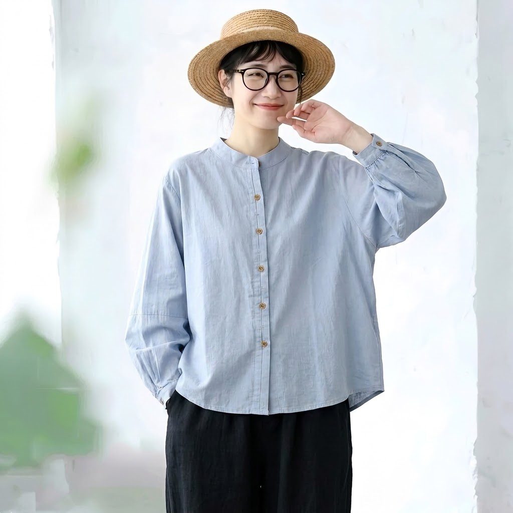S-2XL スタンドカラー ダブル前立て ゆったり 季節の変わり目 シャツ S イエロー