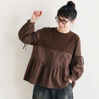 M-2XL 秋風とランタンスリーブプルオーバー M グレー