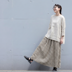 M-2XL コットン ポケット付き ストライプ柄|  デイリー スカート M 写真通り