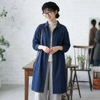 L-XL レトロ ゆったり ミディアム丈 カジュアル 外着に最適 シャツ L ライトブルー
