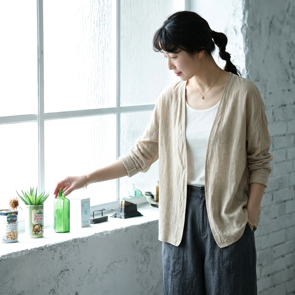 M-3XL 綿麻 通気性良い UVカット 肌触り柔らかい Vネック  日焼け止め服 M ホワイト