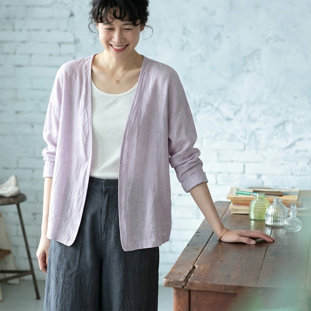 M-3XL 綿麻 通気性良い UVカット 肌触り柔らかい Vネック  日焼け止め服 M ホワイト
