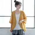 M-2XL 接触冷感無地麻カーディガン｜棚田ドライブ・穀物マルシェ立ち寄りに 2XL イエロー