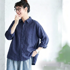 S-2XL レトロ ルーズなシルエット カジュアル ロングスリーブ 季節の変わり目 シャツ 2XL ネイビー