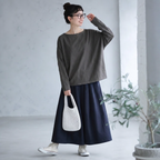 ML 丸襟 ゆったり ロングスリーブ インナー 心地よい気候 Ｔシャツ M ホワイト