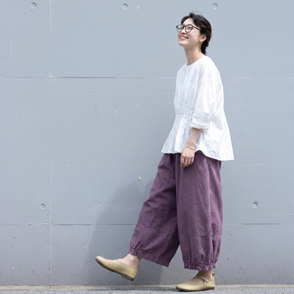 F 無地 アンクル丈（9分丈） カジュアルパンツ フリー グリーン