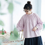 F テクスチャ 無地 ボウタイ 女っぽさが漂う シャツ フリー ピンク