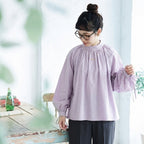 F テクスチャ 無地 ボウタイ 女っぽさが漂う シャツ フリー ピンク