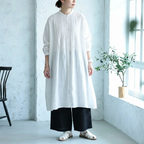 M-2XL 無地 中長 シャツワンピ 2XL ホワイト