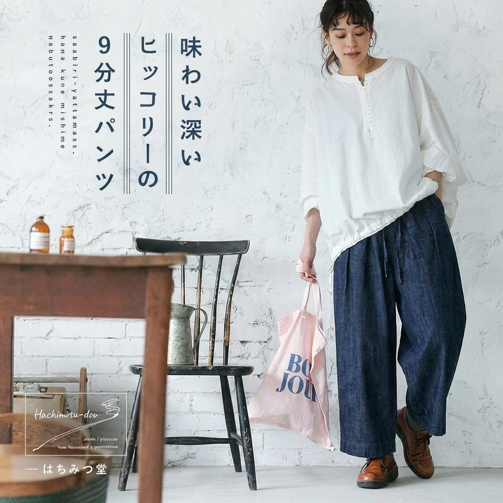 M-L 無地 ベルト付き アンクル丈 体型カバー カジュアル ジーンズ M ダークブルー